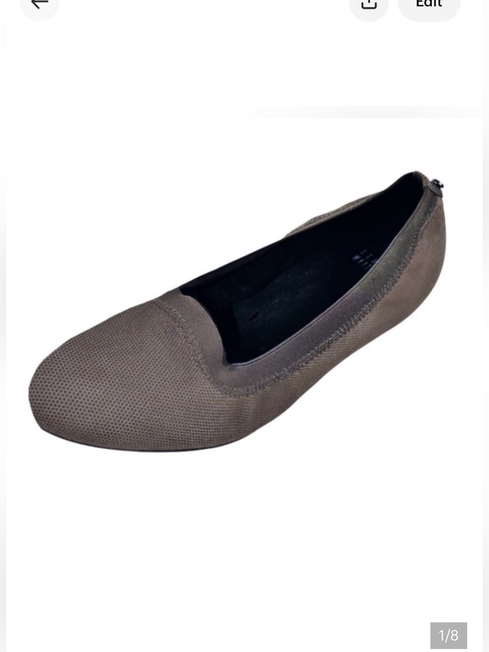 Stuart Weitzman Dark Taupe Textile Travel Ballet Flats Size 8.5 W